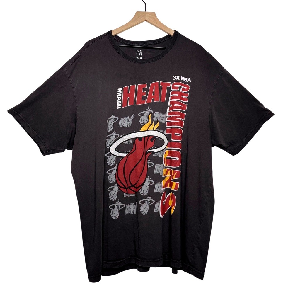 NBA‎ Miami Heat 3X NBA Champions Graphic T-Shirt Black XXXL 3XL Cotton